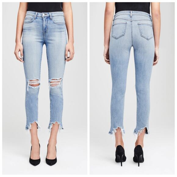 L'AGENCE Womens High Line Skinny Jeans Size 25 Light Wash Raw Hem Classic Brasie - Picture 9 of 9